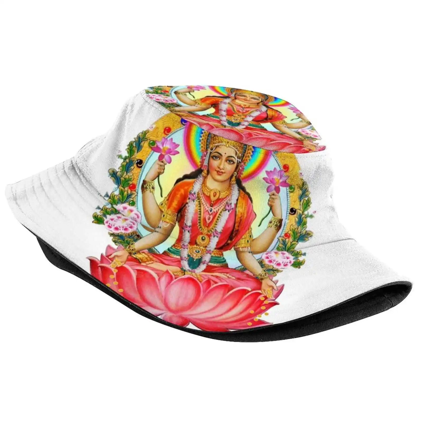 Shree Lakshmi , Goddess Of Wealth And Abundance Unisex Summer Outdoor Sunscreen Hat Cap Lakshmi Wealth Prosperity Abundance Red