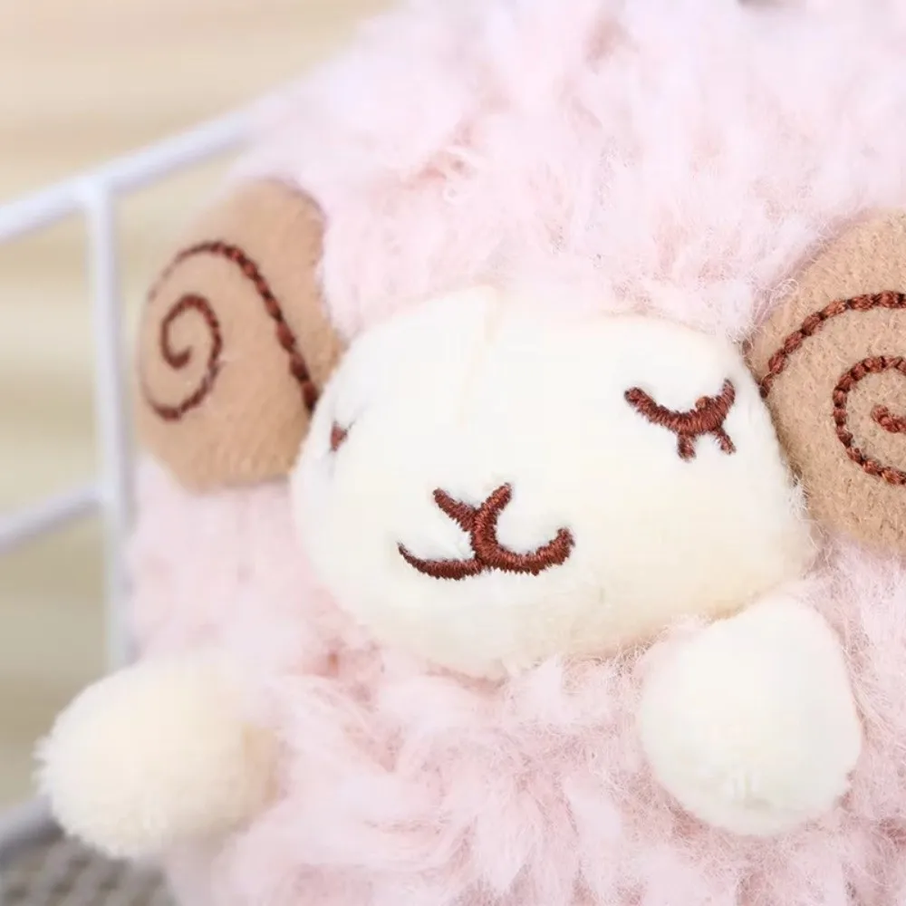 Mini Size Sheep Pendant Soft Fluffy Texture Material Lamb Keychain Pendant Hanging Loop Cartoon Anime Style