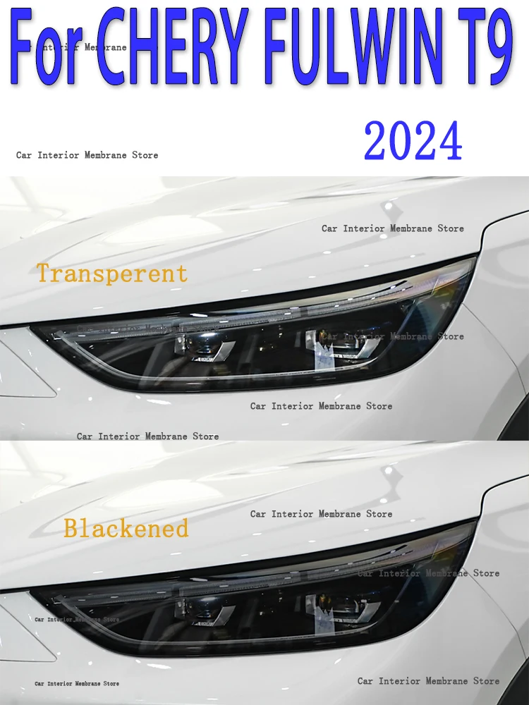 For CHERY FULWIN T9 2024 TPU Car Exterior Headlights Anti-Scratch Protective Film Headlamps Repair Sticker Accessories Refit