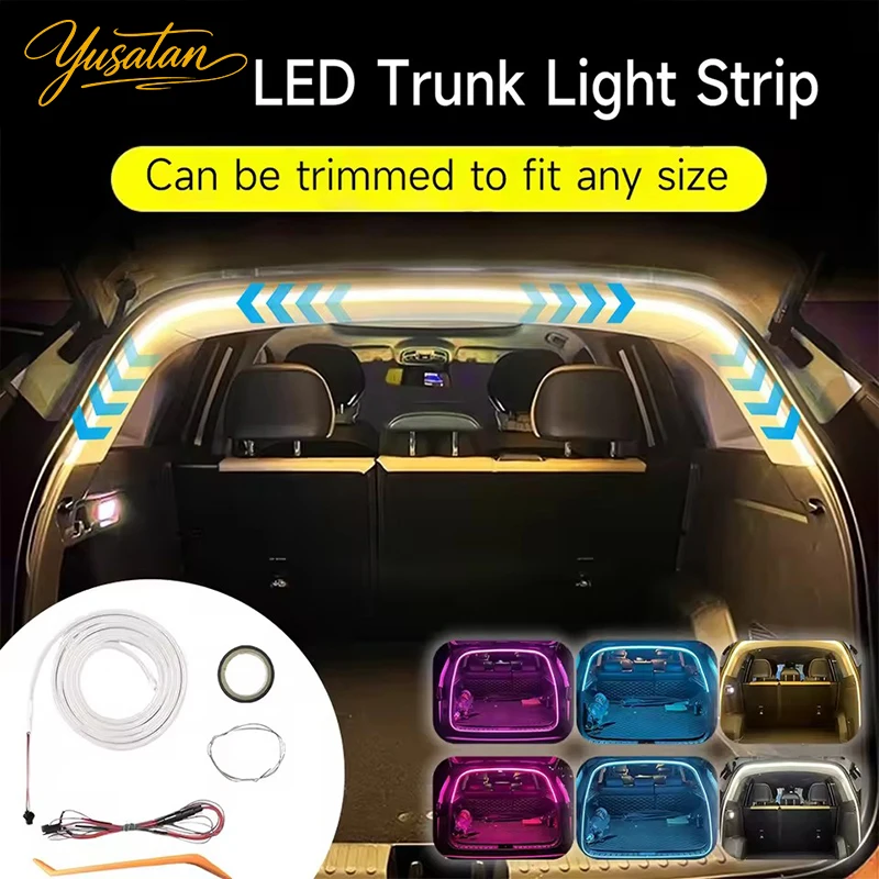 12V car trunk LED light strip with high brightness wiring automatic sensing tailgate light strip tool free installation