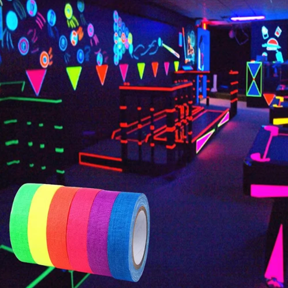 Fluoreszierendes Baumwollband, 6 Farben, UV-Schwarzlicht-reaktiv, neonfarben, für Party-Dekoration, Halloween, Kunsthandwerk