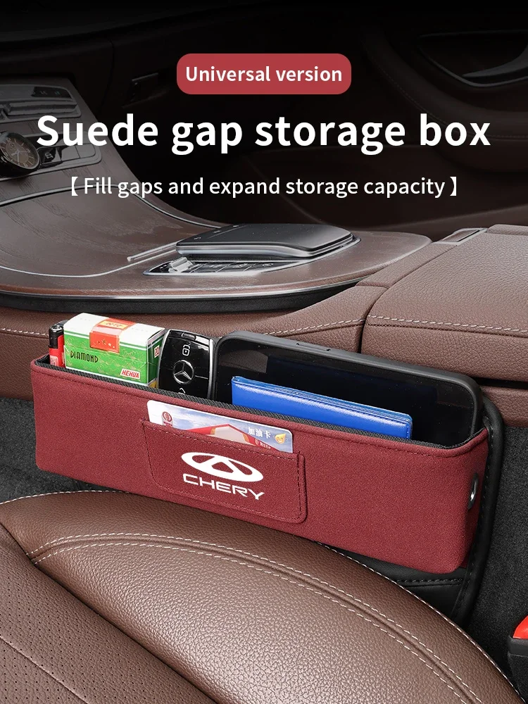 For Chery Tiggo 3 4 5 7 Pro Plus Arrizo GX 5X EQ7 Fulwin A3 A5 Car seat Slot storage box Leather tissue suede storage box