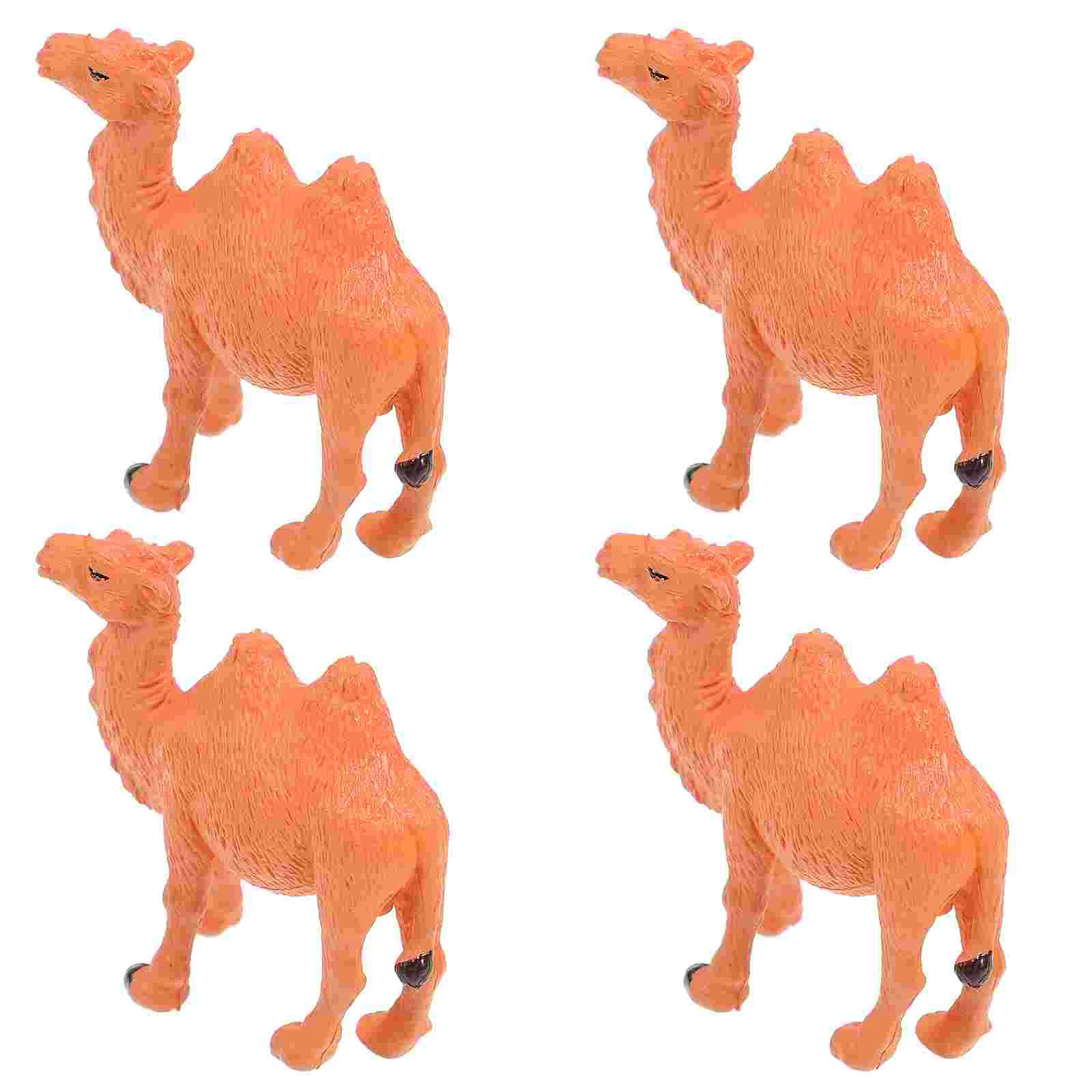 

4 PCS Animal Model Kids Toy Simulation Animals Camel Mini Plushies Figure Ornament Cake