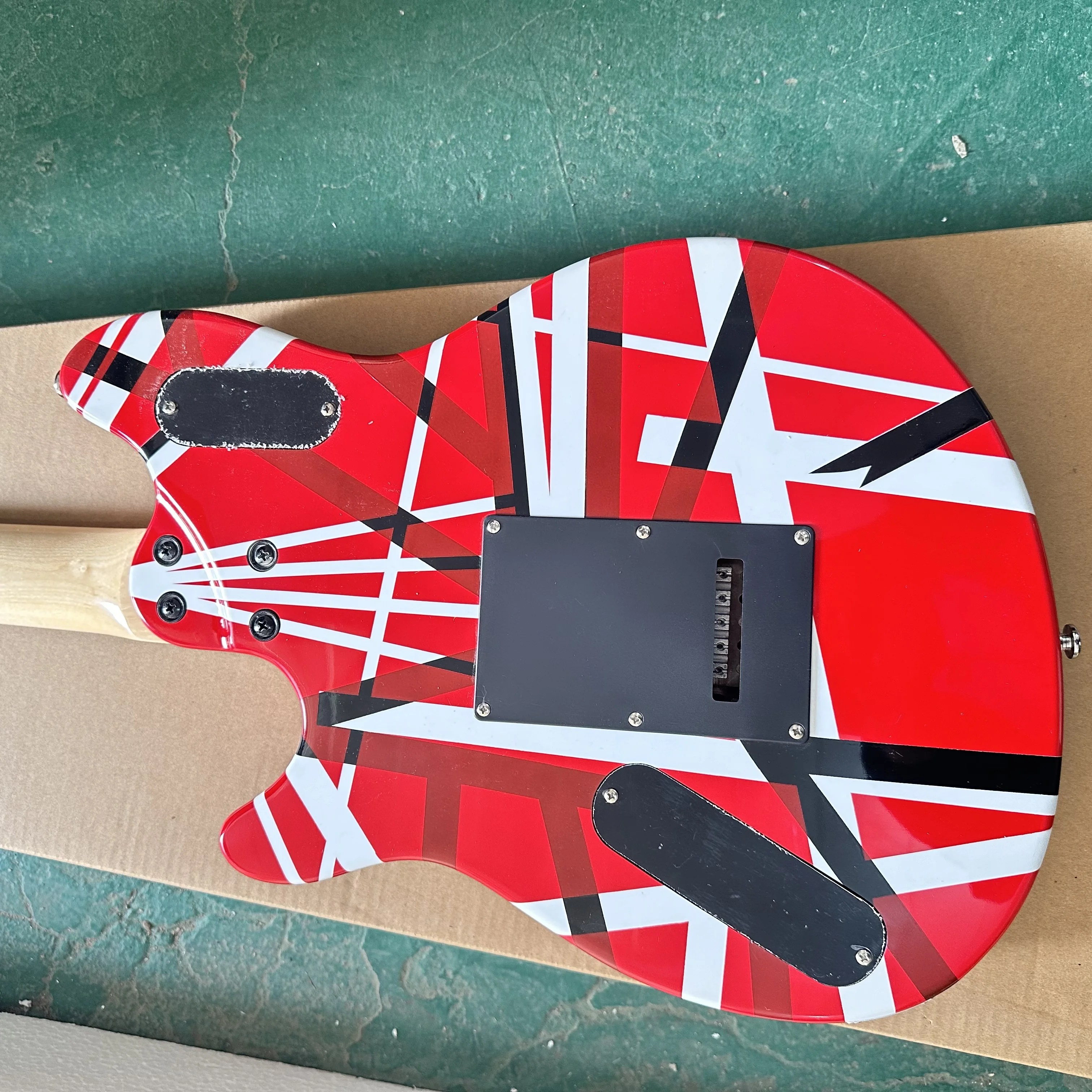 Electric Guitar With Red White And Black Stripes HH Dual-coil Pickup Heavy Metal Rock Vibrato System U.S. Warehouse In Stock Fast Shipping Free Shipping