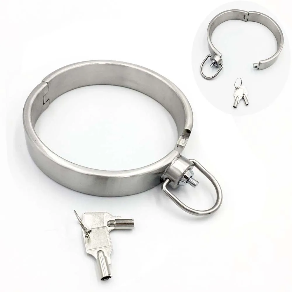 Heavy Duty Stainless Steel Neck Collar with Press Lock BDSM Bondage  Dog Slave Neck Cuffs Adult  Sex Toys Women Men