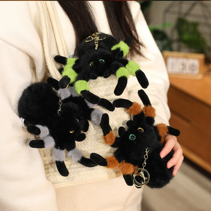 Niedliche Stofftier-springende Spinne-Plüschtiere, bunte vieräugige Spinne, Plüsch-Schlüsselanhänger, Tasche, Dekor, Anhänger, Spinnen, Stofftiere – Detail 2
