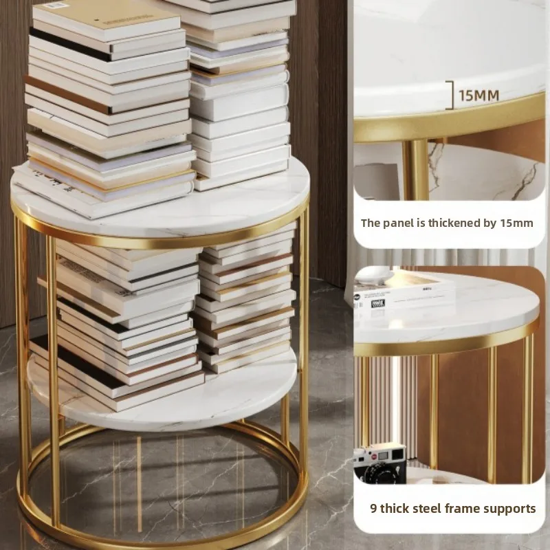 寝室用小型ベッドサイドテーブル 家庭用丸型北欧風高級家具 ポータブルコーヒーテーブル モダンなコーヒーテーブル