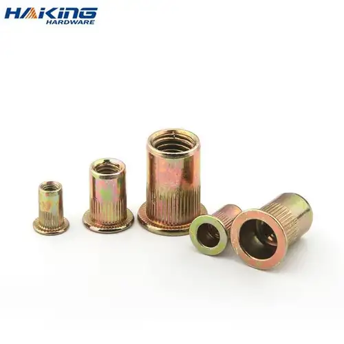 10-50X M3 M4 M5 M6 M8 M10 M12 Tuercas moleteadas de acero al carbono galvanizadas Rivnut cabeza plana remache roscado inserto Nutsert tapa remache tuerca