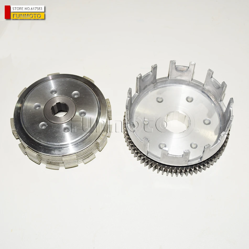 Clutch Drum with Gear and Bearling suit for Zongshen/Shineray/Bashan ATV CG250 Engine 7pcs Clutch pad 70 Teeth