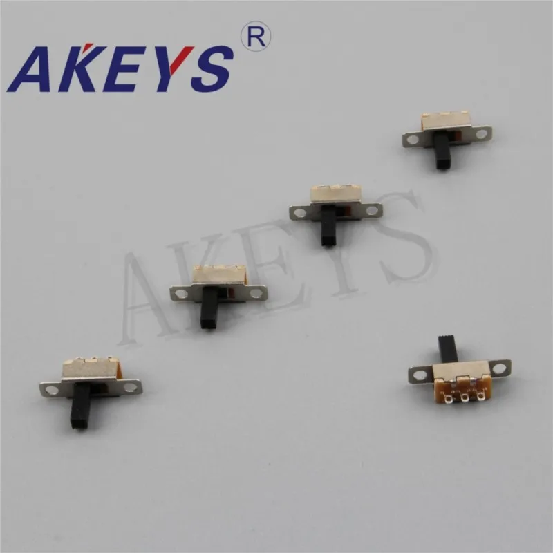 10PCS SS-12F15 1P2T-G5 Single pole double throw slide switch 3 pin verticle type handle heights can be customized pin with holes
