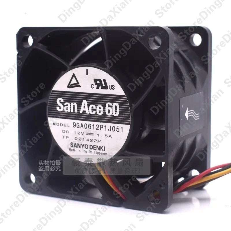 D 1PCS For Sanyo 9GA0612P1J051 6038 DC12V 1.5A 6CM 4-Wire Temperature Control Fan