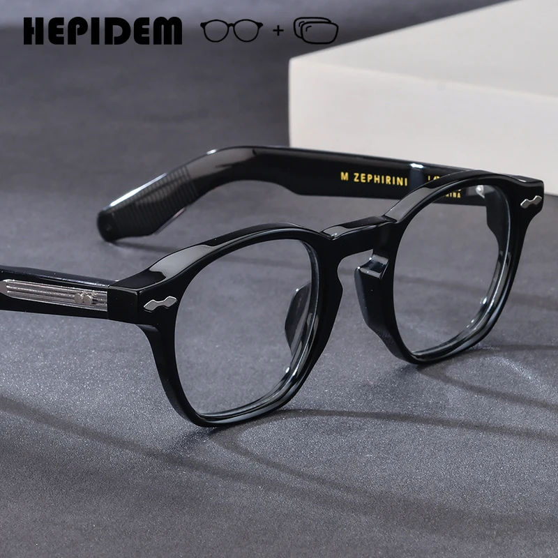 Lunettes de vue progressives HEPIDEM, anti-lumière bleue, pour myopie, verres optiques, lunettes pour hommes, monture carrée en acétate, RINI