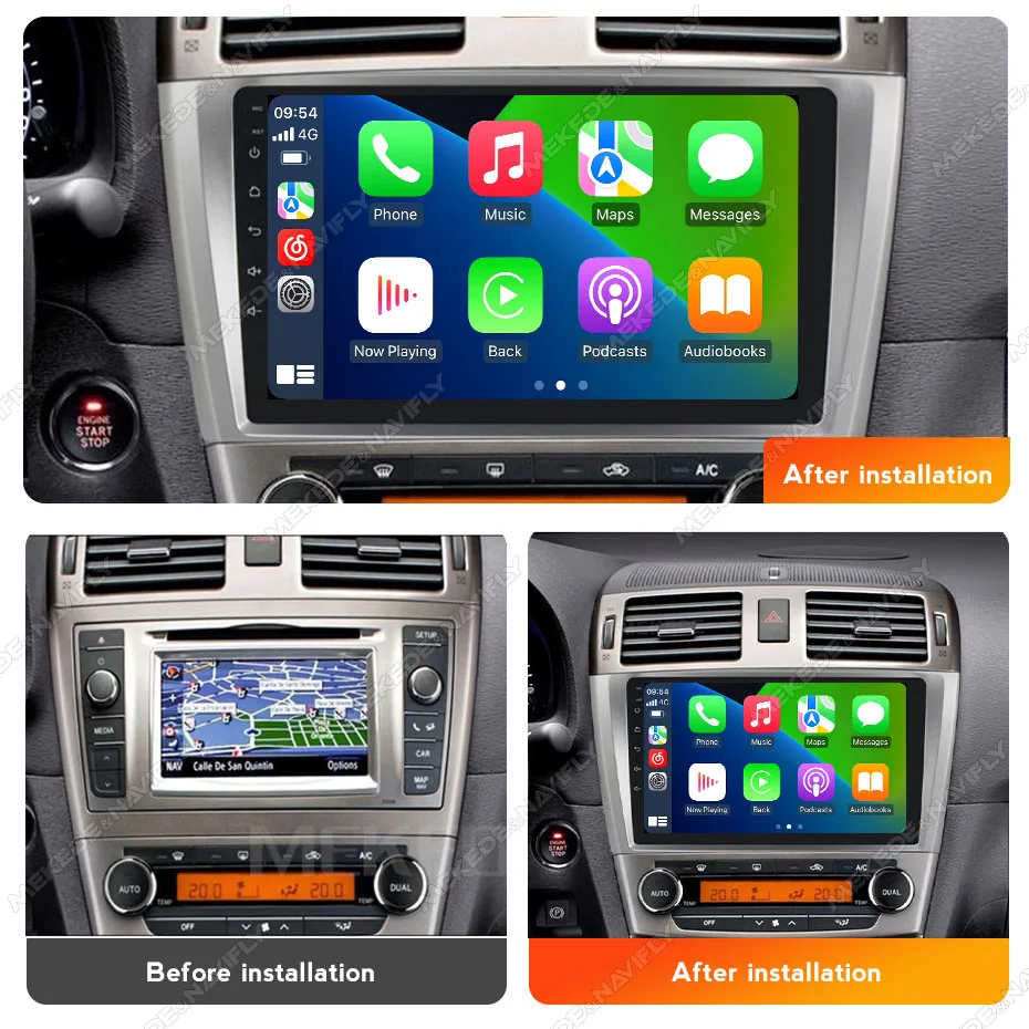 Navifly 9Inch GPS Navigation For Toyota Aygo Peugeot 108 Citroen C1 2016-2020 CarRadio Wireless Carplay Android Auto BT FM Radio