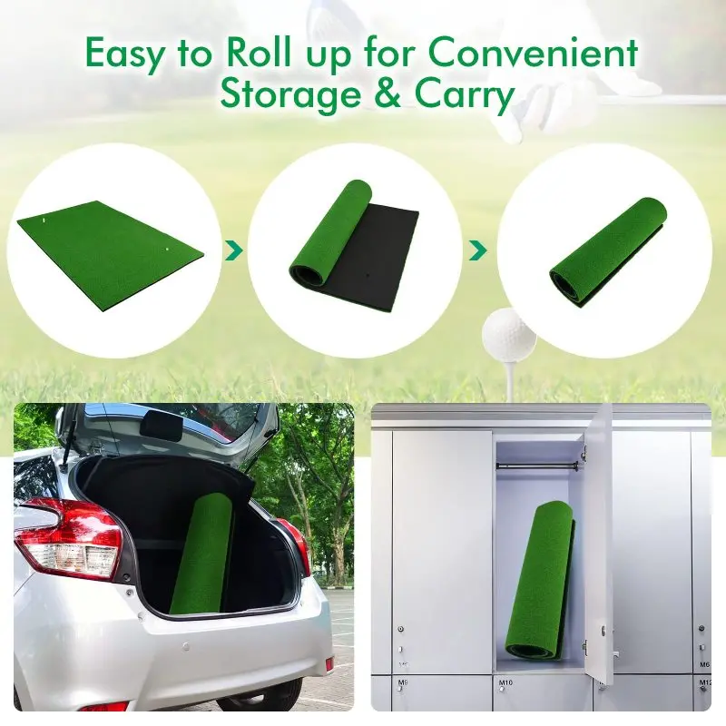 ゴルフヒッティングマット - 屋内/屋外スイング練習用3.8フィートx5フィート人工芝トレーニングマット