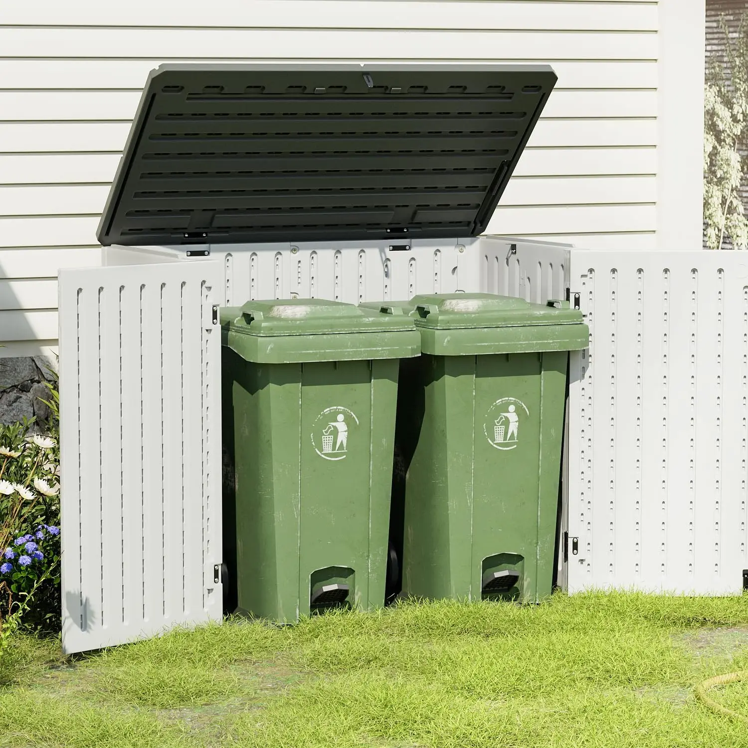 Greesum Outdoor Storage Shed 4 x 2 ft. Utility Tool Shed Resin Storage Garden Shed with Door & Lock for Patio Storage, White