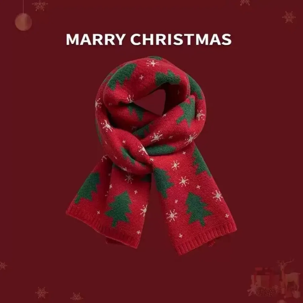 

Christmas Tree Jacquard Christmas Women Scarf Santa Claus Keep Warm Knitted Scarf Winter Knitted Scarves Couple Gift