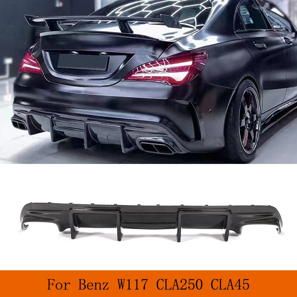 Car Rear Bumper Diffuser for Mercedes-Benz Cla Class W117 C117 CLA220 CLA250 Sport CLA45 2016 - 2019 Carbon Fiber / FRP Rear Lip