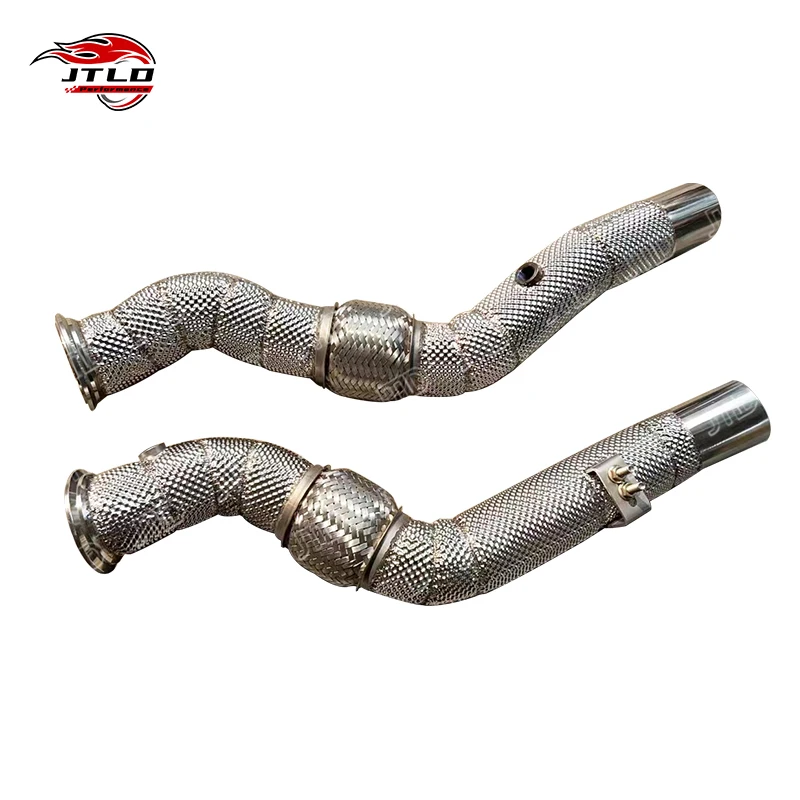 304 Stainless Steel Exhaust Downpipes With Heat Shield For 2015 MASERATI Quattroporte GTS 3.8 V8 Twin Turbo Downpipe