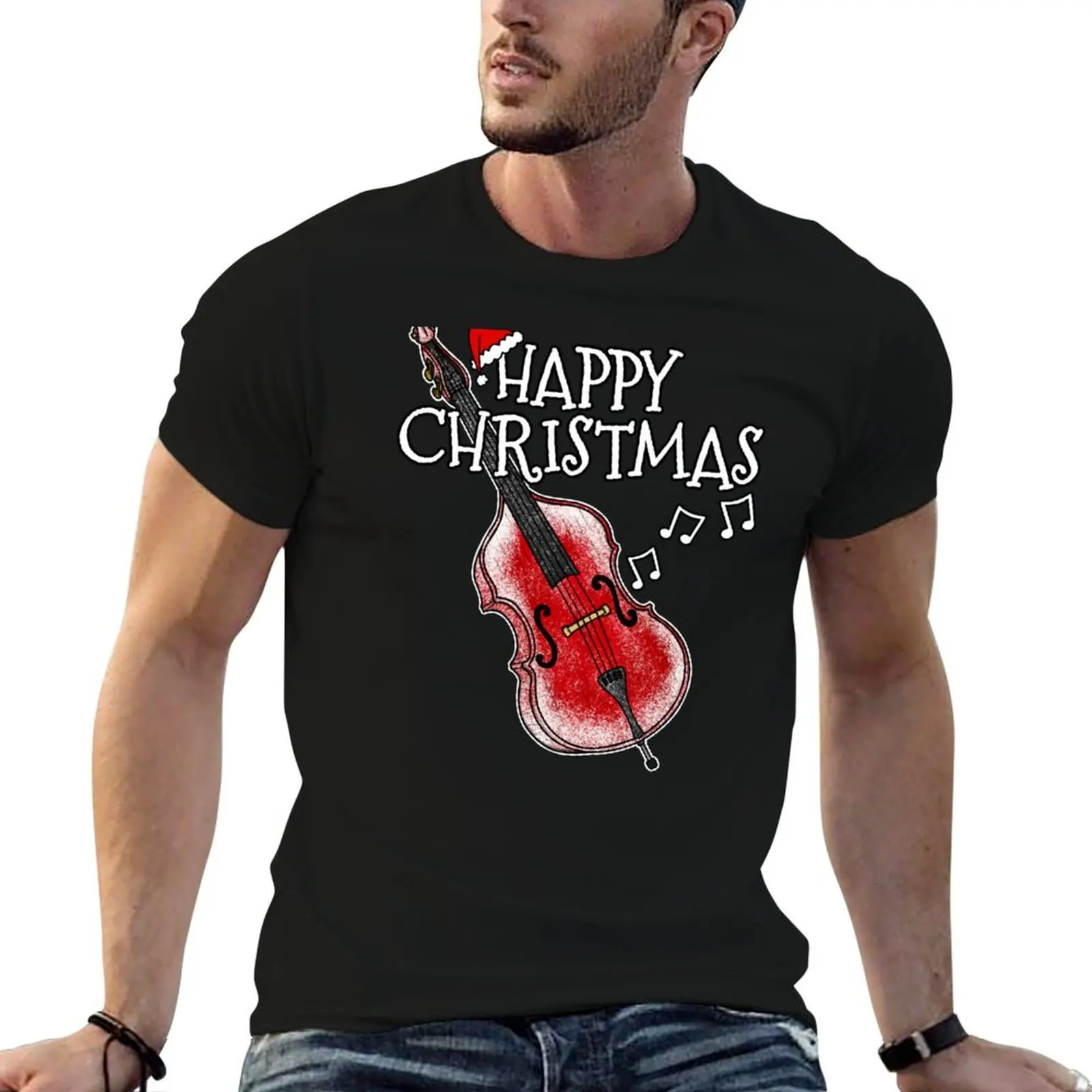 

Christmas Double Bass Bassist Musician Xmas 2022 T-Shirt funny t shirts man t shirts for man cotton funny T-Shirt