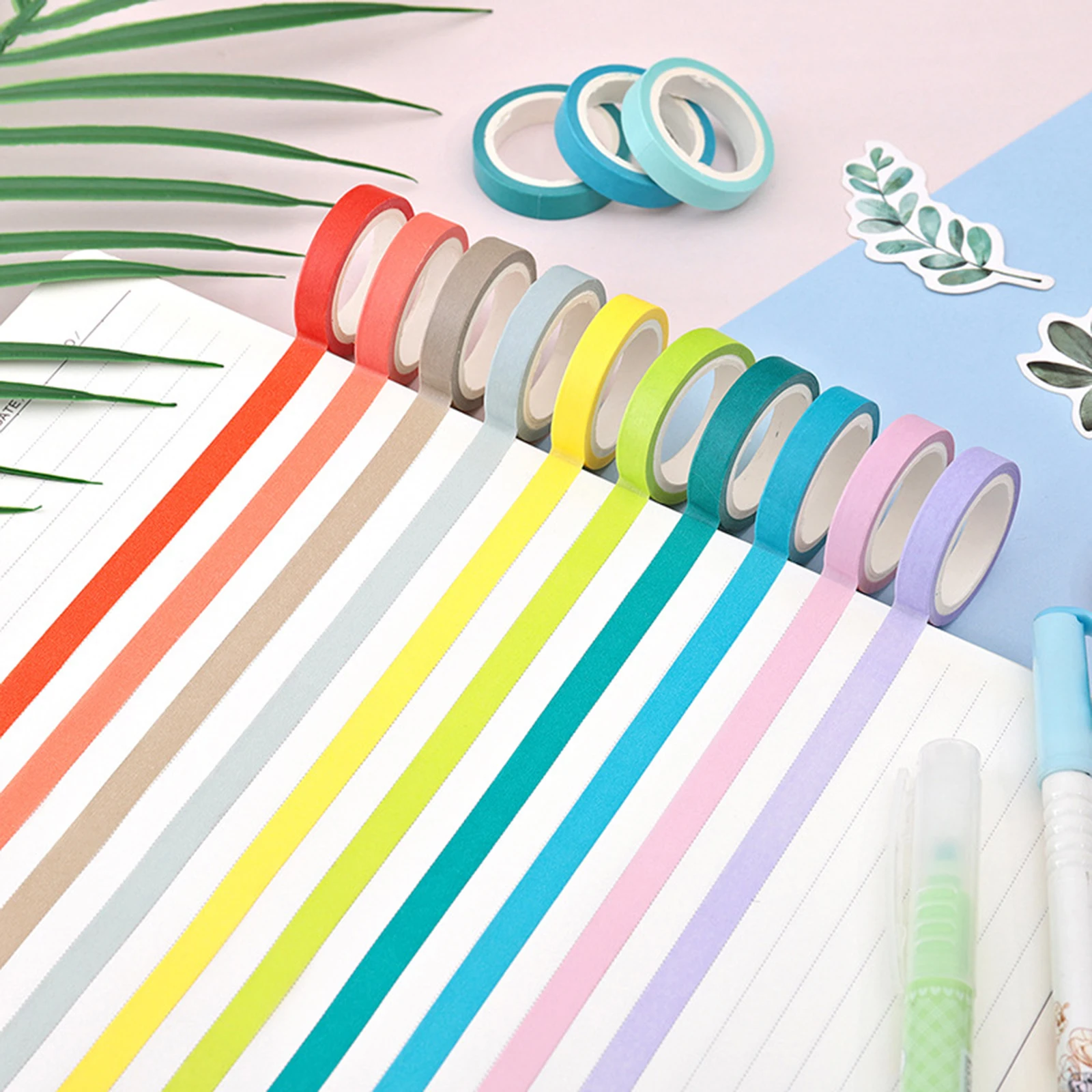 40pcs Writable Rolls Paper A esthetic Rainbow Washi AdhesiveTape Decorative Tape Easy To Tear for DIY Wrapping Collection Gifts