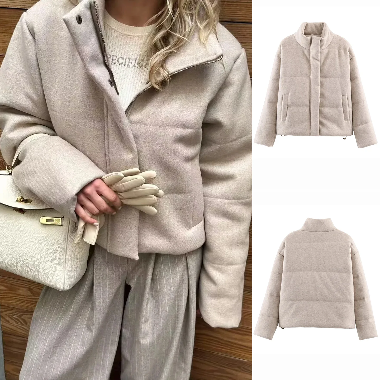 

Новая зимняя женская свободная посадка на молнии Thiened Long Sve с воротником-стойкой, хлопковая куртка, теплая верхняя одежда для поездок на работу