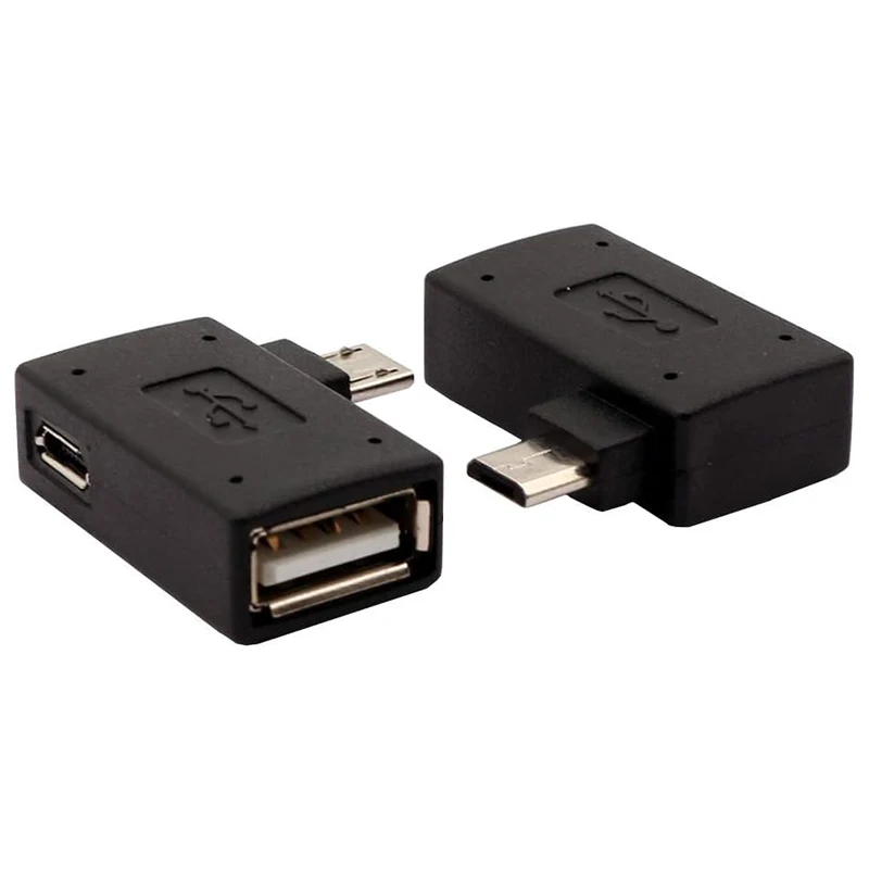 

2in1 Powered Micro USB OTG Adapter 90 Degree Right Angled with Micro-usb Power Supply Port for Streaming TV Stick Android Phone