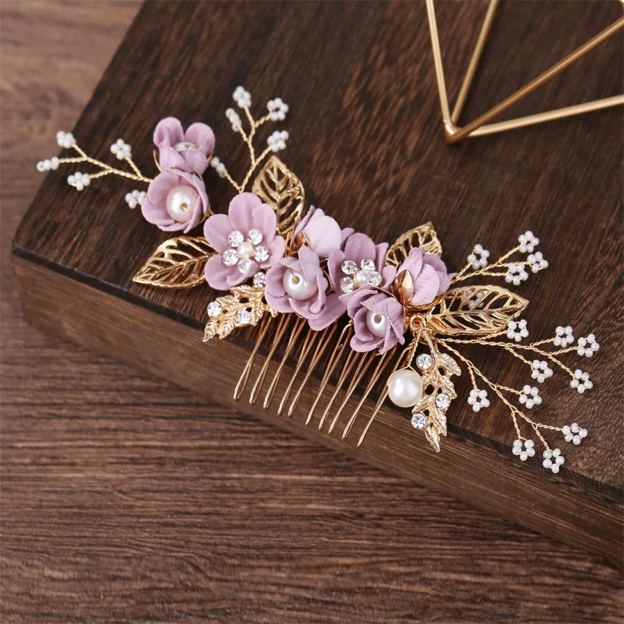 Korean bride wedding headdress Fashion blue purple pink white fresh hair combing women\'s children\'s bridesmaid hair accessories