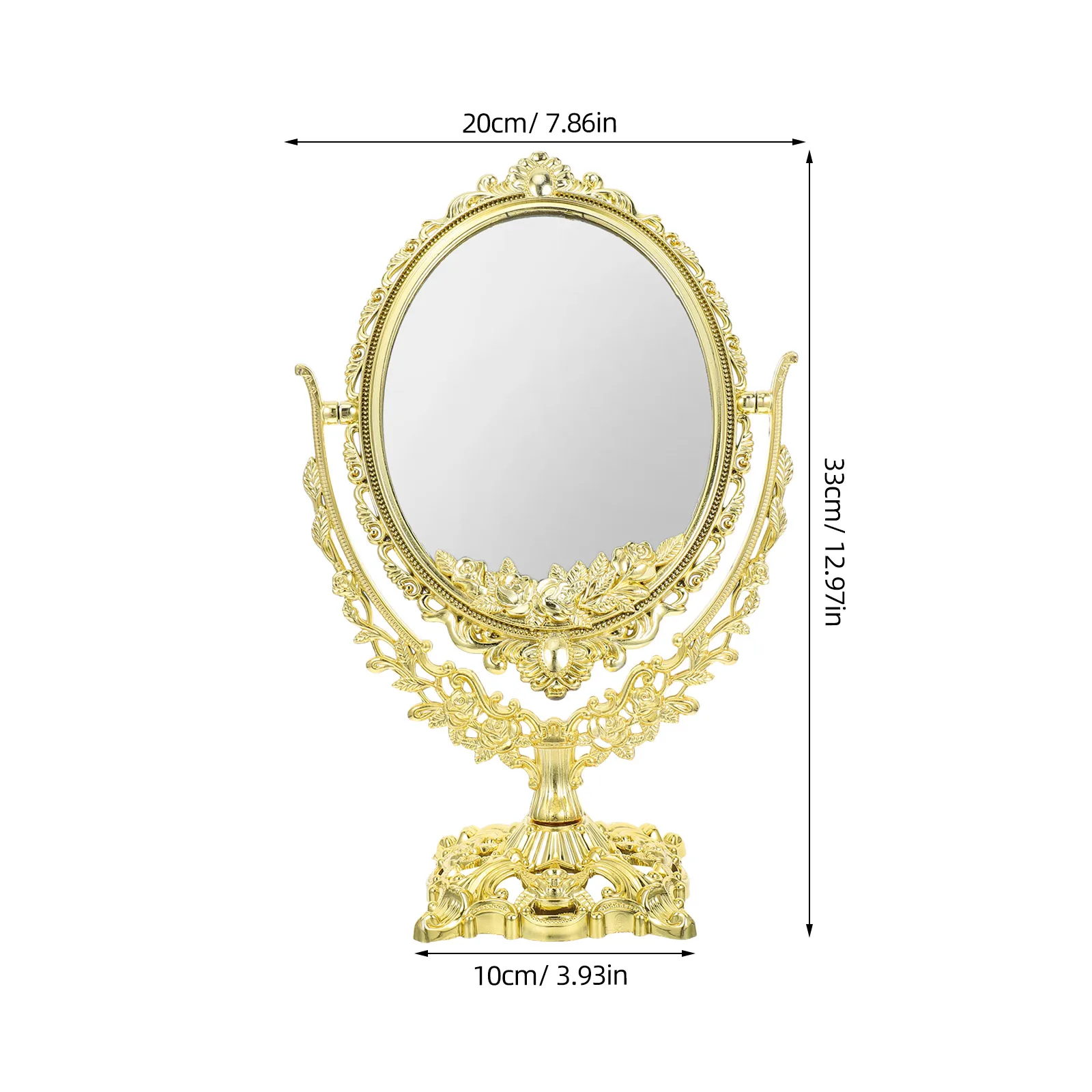 High Definition Vintage ovale spiegel met draaibare standaard Dubbelzijdige functionaliteit Stijlvolle retro-look voor kaptafel Bureau