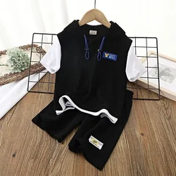 Summer Baby Boy Clothes Set Hoodies T-shirts and Shorts Suit Children Girls Waffle Patchwork Top Bottom 2pcs Outfits Tracksuit