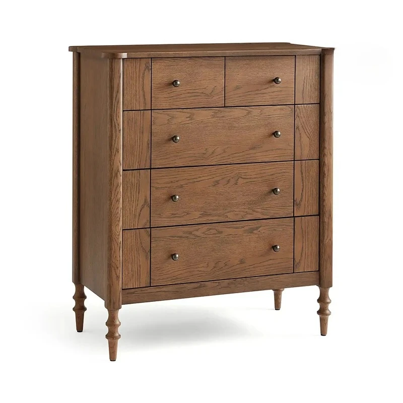 

American retro solid wood chest French antique with drawers porch storage side cabinet