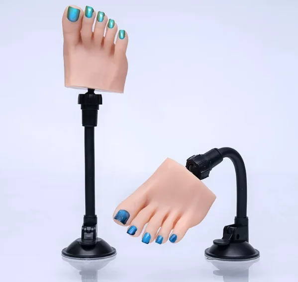 Silicone manicure practice foot model nail piece practice prosthetic foot model silicone live broadcast props TGQF-11 bracket