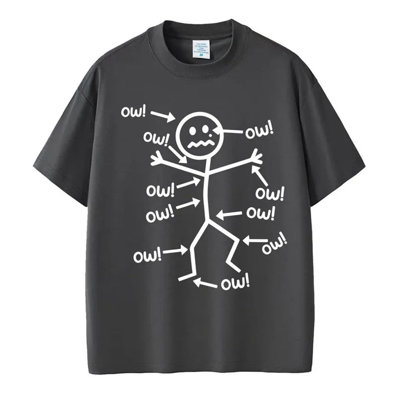 Men's Short Sleeve Cotton OW Dance Stick Figure Graphic T-shirts Casual Style Streetwear Mens Sweat Absorbent Men's Tops
