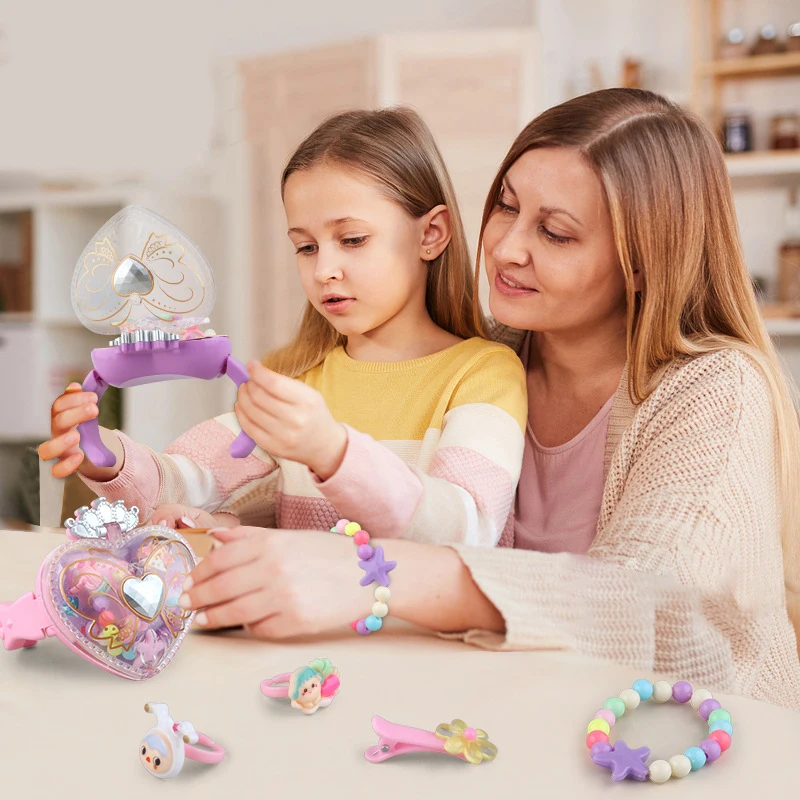 Meisjes Prinses Armband Mini Kralen Sieraden Doos Set Kinderen Spelen Huis Simulatie Ring Sieraden Horloge Schatkist Speelgoed