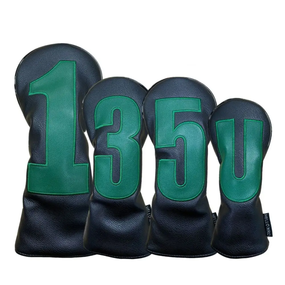 1 3 5 U Golf Head Cover PU Leather Embroidered Golf Club Protector Waterproof Number Print Wood Headcover Golf Supplies