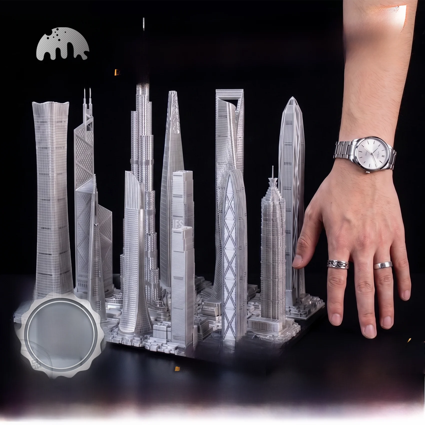 Shanghai Tower Model Building Toy Guangzhou Tower Skyscraper Landmark Miniature Architectural Decorative Item for Gifting
