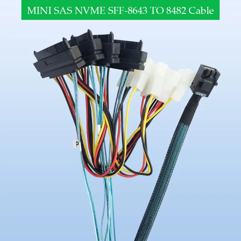 

Высокоскоростной кабель ADT-Link MINI SAS NVME SFF-8643 TO 8482 с большой мощностью 4P, длина сервера, дополнительный удлинительный кабель 0,5 м 1 м