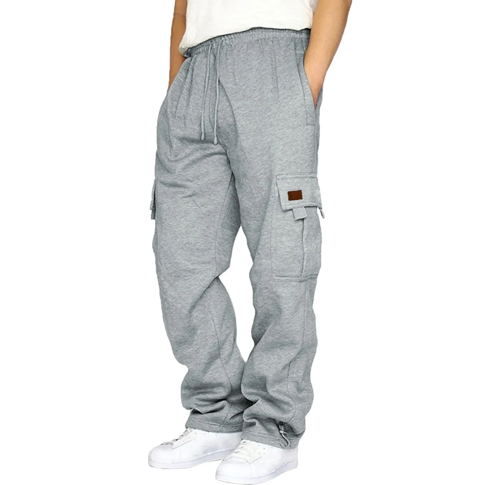 

2024 Autumn Winter Men'S Jogger Pants Running Sportswear Pockets Loose Grey Sweatpants Casual Cargo Trousers For Men Fitness