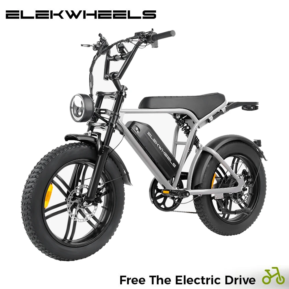 Vélo électrique de montagne ELEKWHEELS, moteur 250W, batterie 48V15AH, vélo électrique, pneus larges 20*4.0'', tout-terrain, hors route
