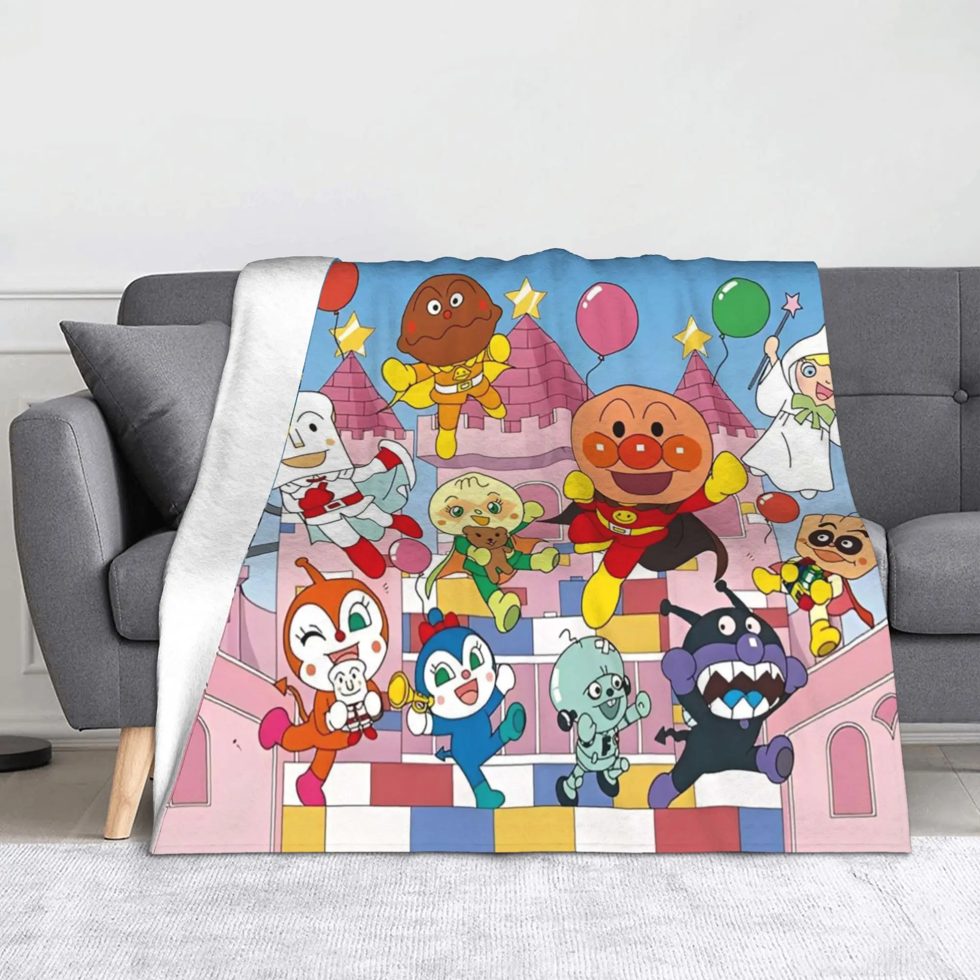 A-Anpan-Mans Anime Cartoon Blanket Cover Fleece Baikinman Horaman Melon girl Warm Throw Blankets for Bedding Couch Bedroom Quilt #1