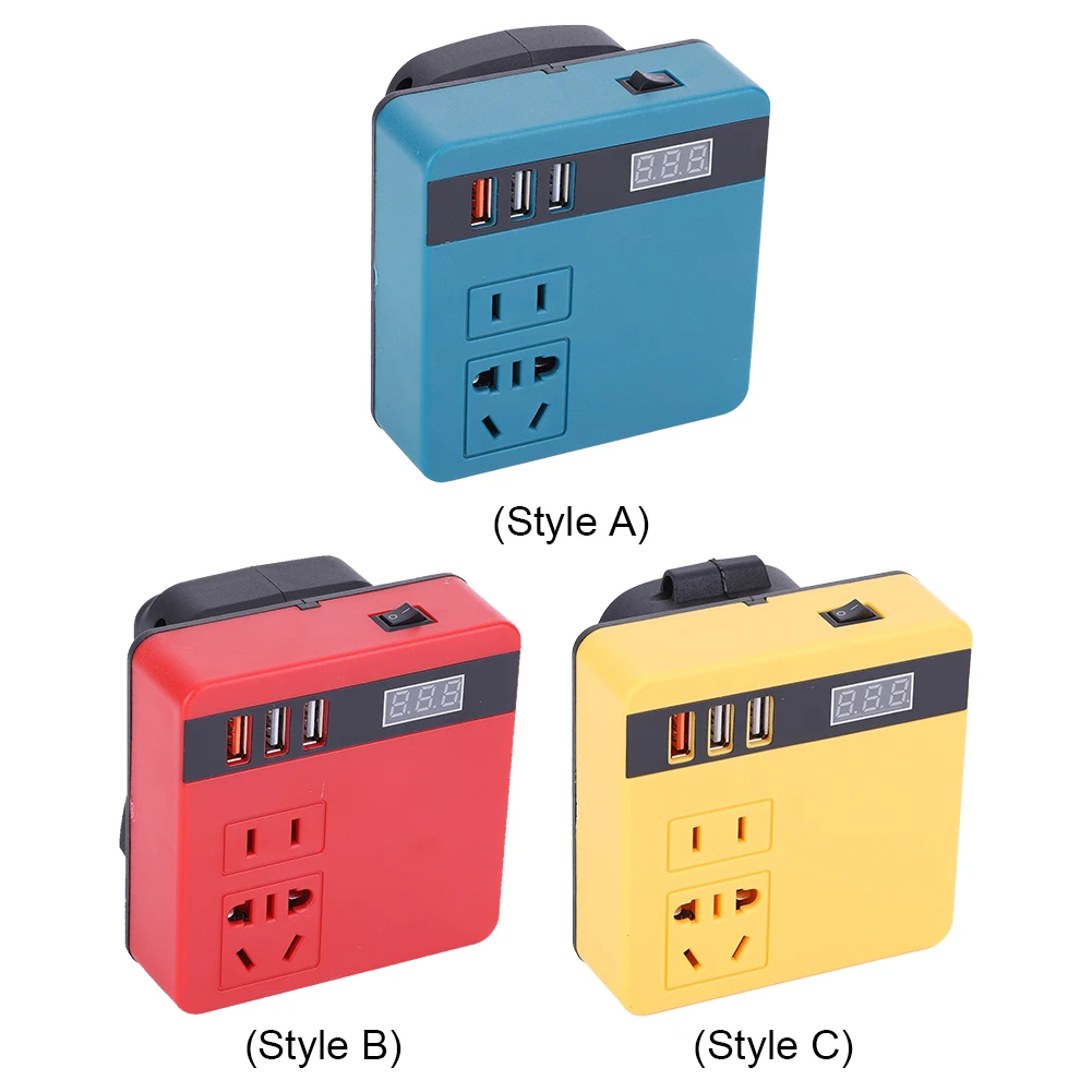 Transformador inteligente doméstico multifuncional, 120w, dc 18-21v para ac 220v, transformador de bateria inteligente para dewalt/makita/milwaukee