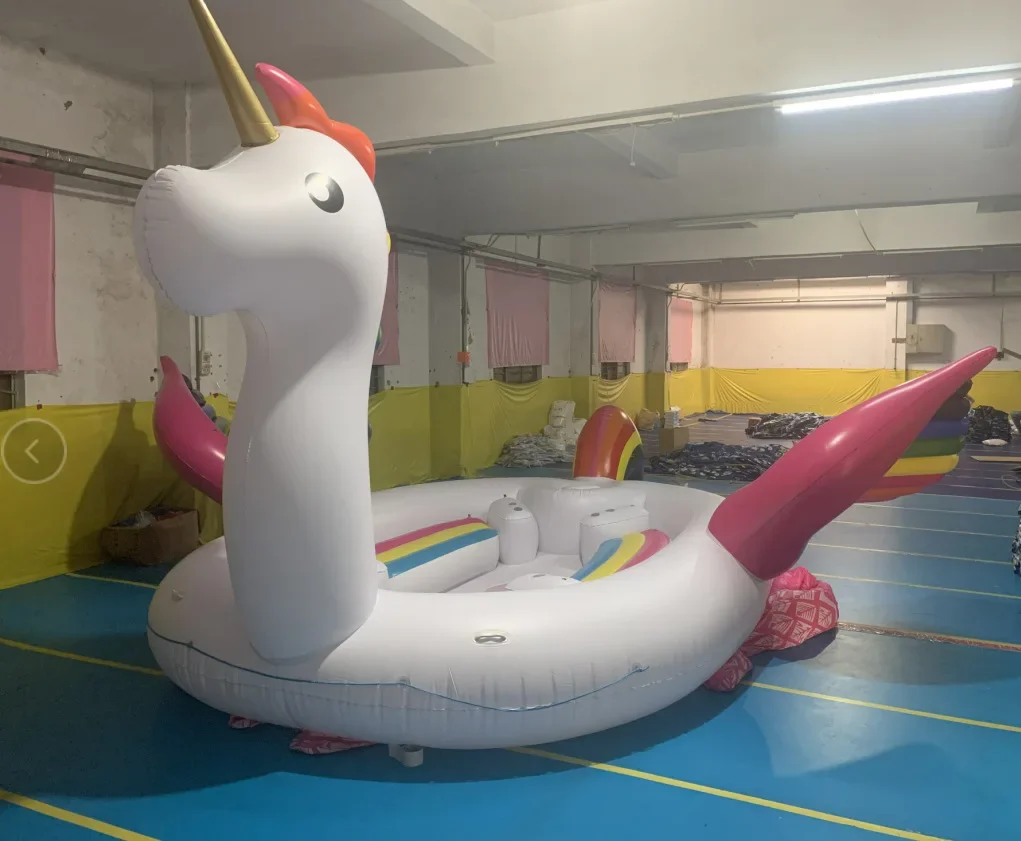 2023New Oversized PVC Inflatable Unicorn Float Rowing Party For 6-8persons Giant Water Toy Floating Row Animal Boat Floating Row