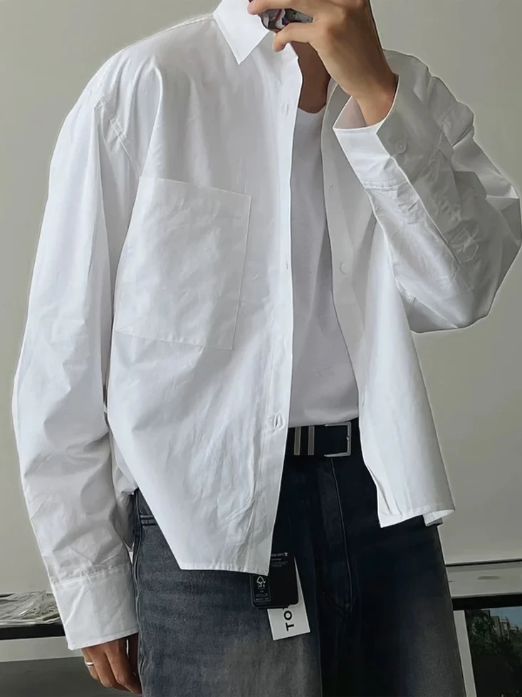 

Classic Pocket Long Sleeve Men's Shirt Casual Loose Fit Lightweight No Ironing Required Open Cardigan Style Comfortable Workwear