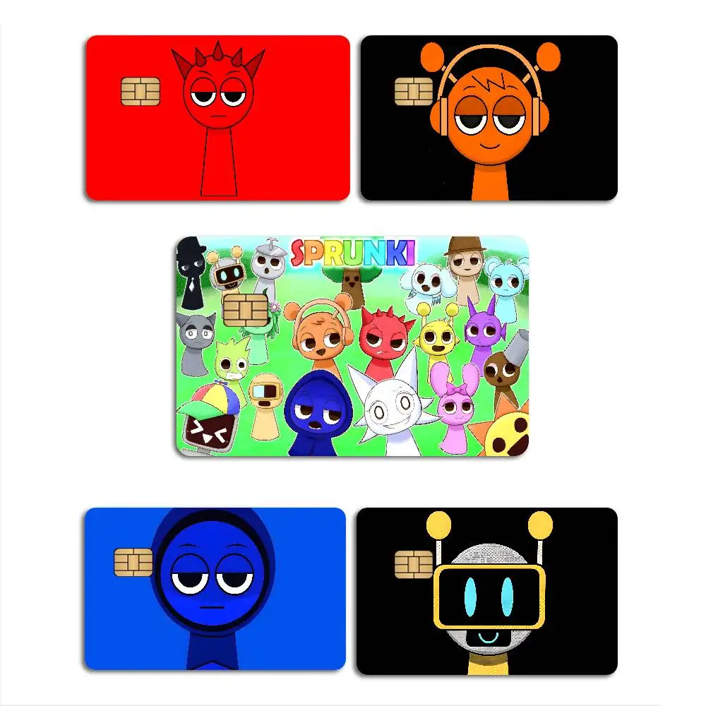 Weird CRAZY S-Sprunki Anime Front Cover Film Sticker Skin for Credit Debit Card Small Large Chip