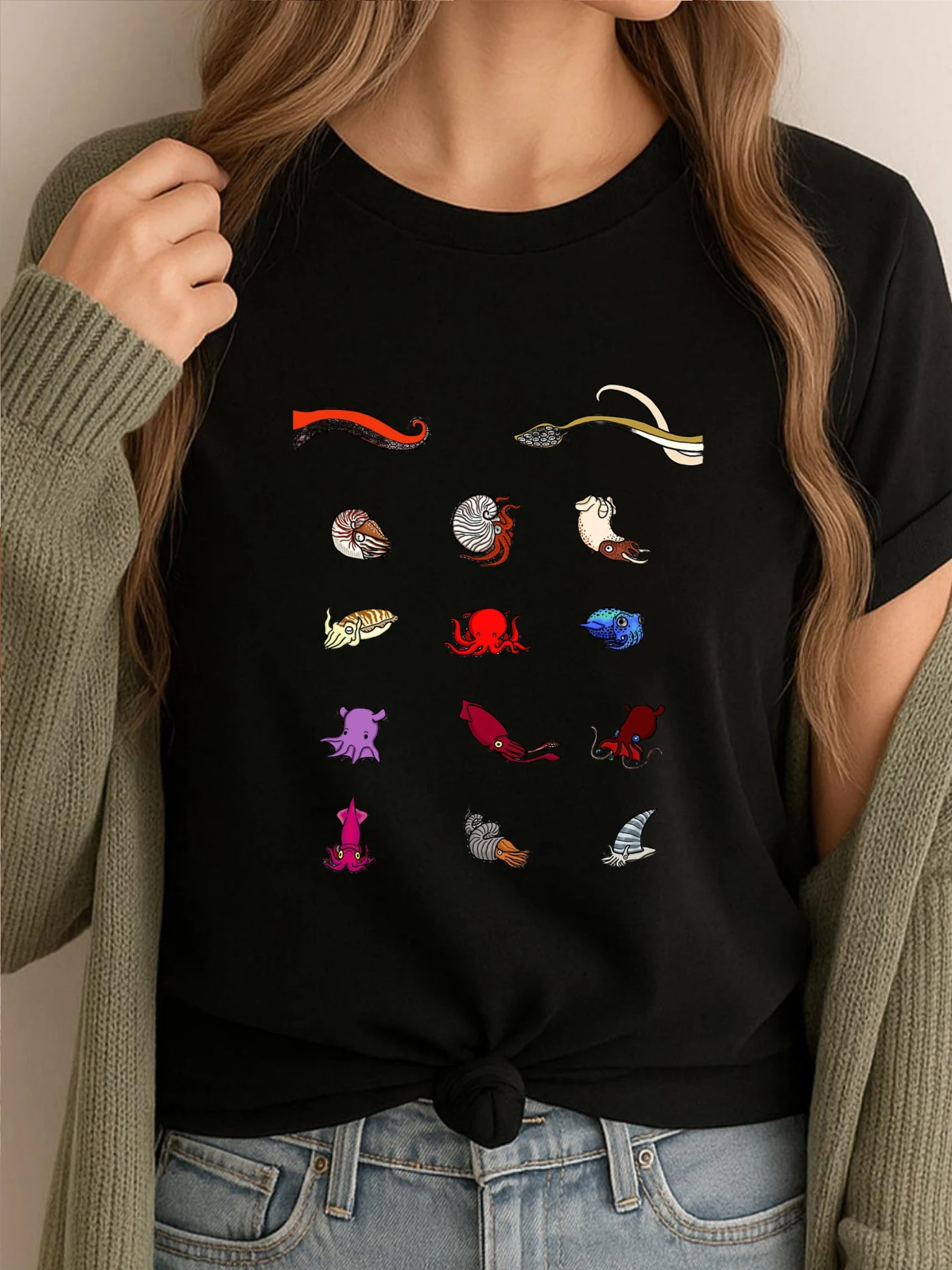 

Уличная мужская роскошная футболка Know Your Cephalopods, большие и высокие футболки с графическим рисунком, мужская одежда