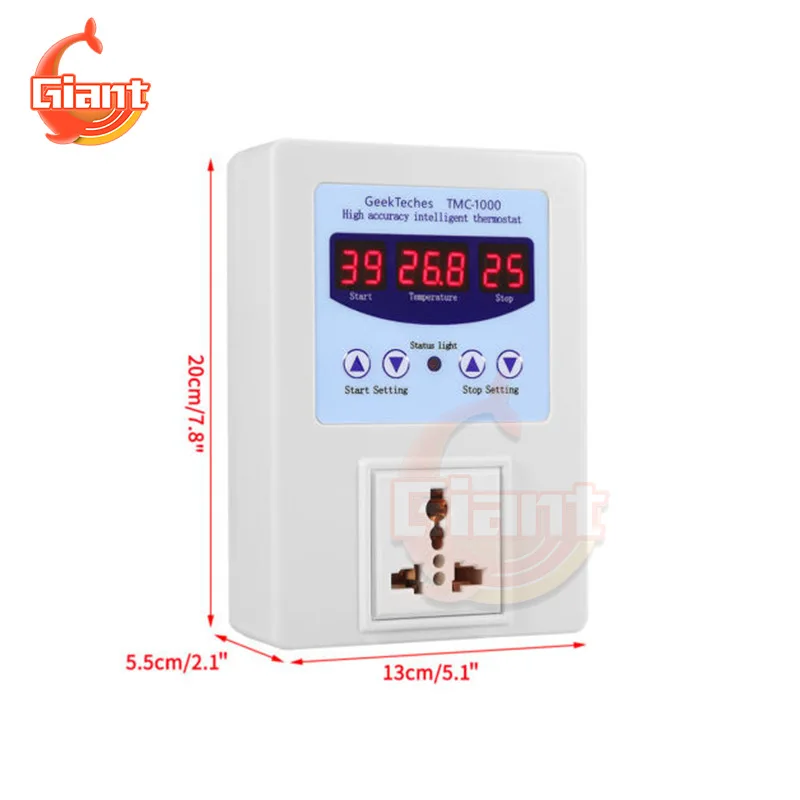 Imagem -06 - Controlador de Temperatura Digital Aquecimento Inteligente Sensor de Refrigeração Termostato Display Led Soquete de Controle de Temperatura Tmc1000