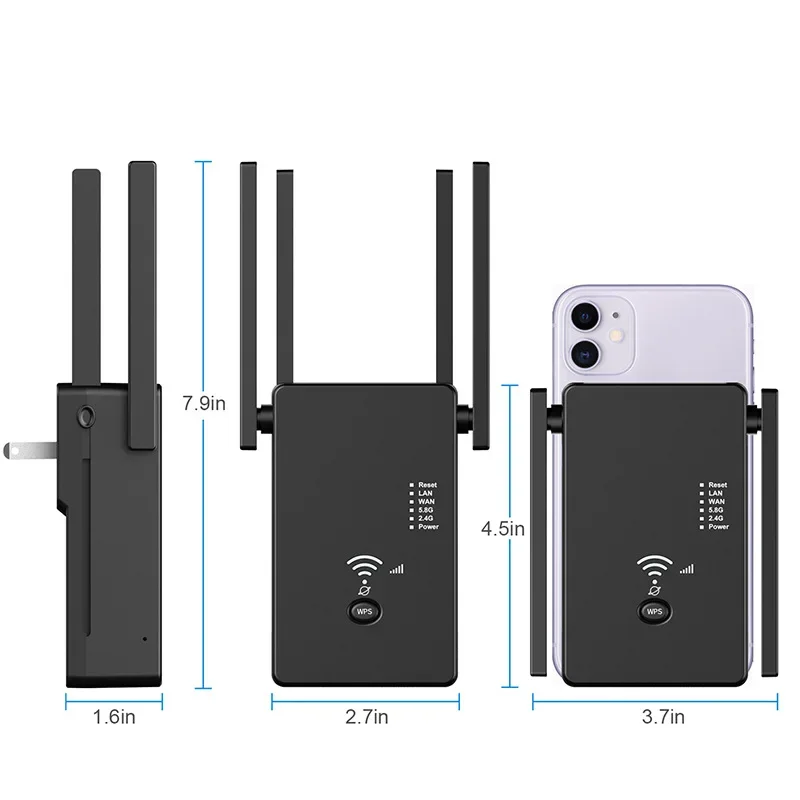Wi-Fi range extender outdoor without cable Wifi signal repeater 1200Mbps 5.8GHz&2.4GHz Router Booster Through Wall AP Model