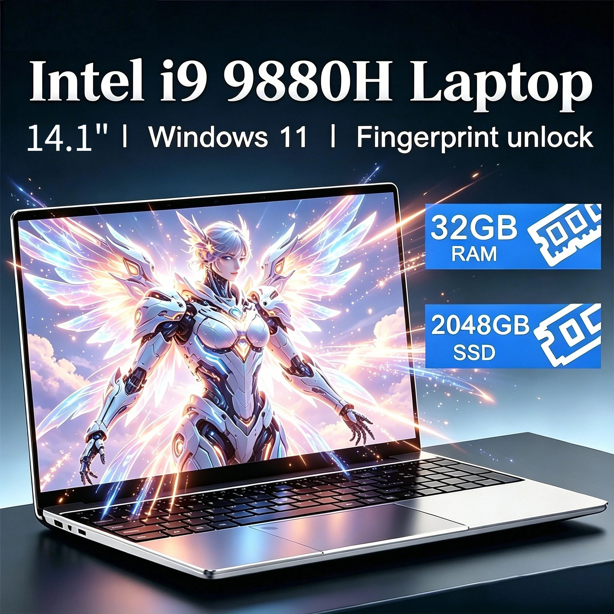 New 14.1' Ultra Slim Laptop Intel Core I9-9880H 32GB RAM 2TB SSD 1920*1080  Gaming Office Study Home Use