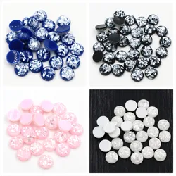 New Style 40pcs 8/10/12mm 4 Colors Built-in Real Shells Style Flat back Resin Cabochons Fit 8/10/12mm Cameo Base Cabochons