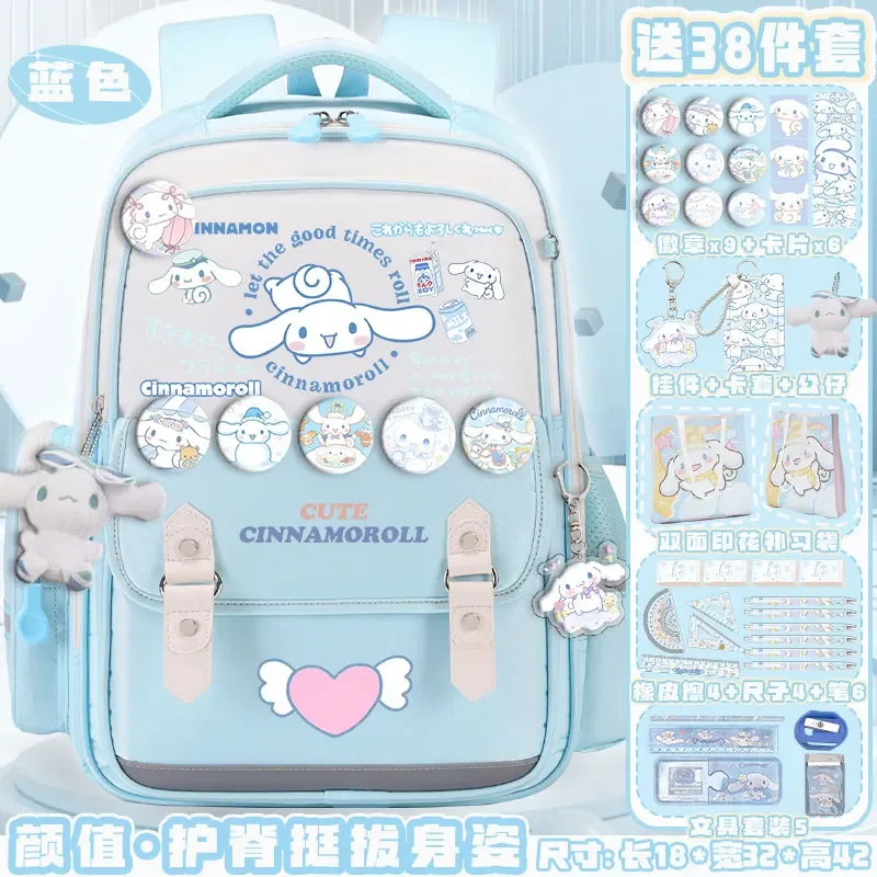 Sanrio-mochila escolar para estudiantes, bolsa de gran capacidad, informal, ligera, bonita, con dibujos animados, Cinnamoroll Babycinnamoroll