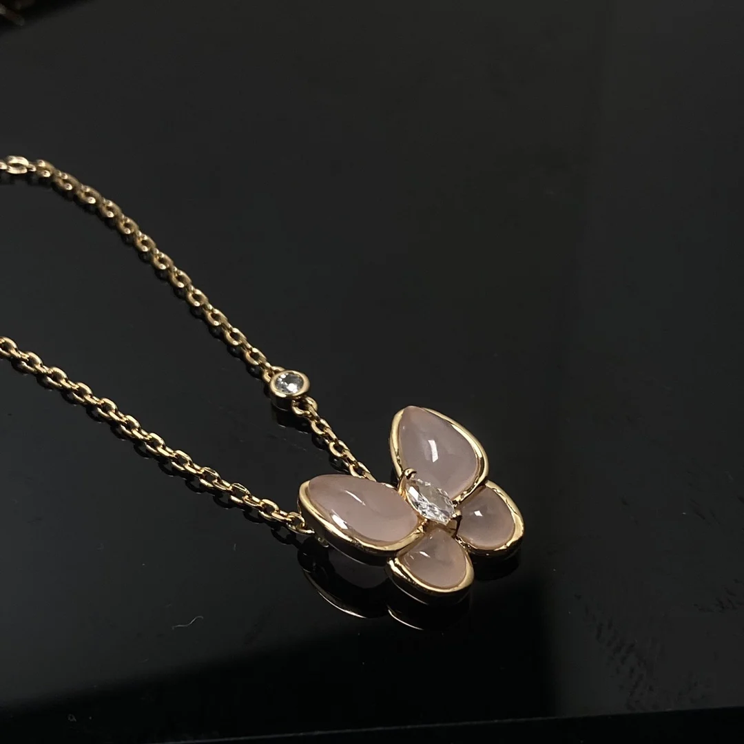 925 silver Van Cleef&Arpels necklace, new pink butterfly necklace